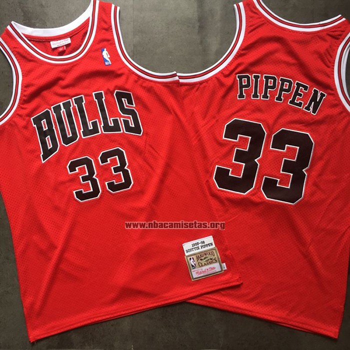 Camiseta Chicago Bulls Scottie Pippen NO 33 Mitchell & Ness 1997-98 Rojo